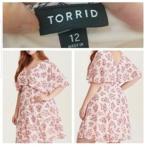 🆕️ Torrid Pink Floral Chiffon Dress Sz. 12